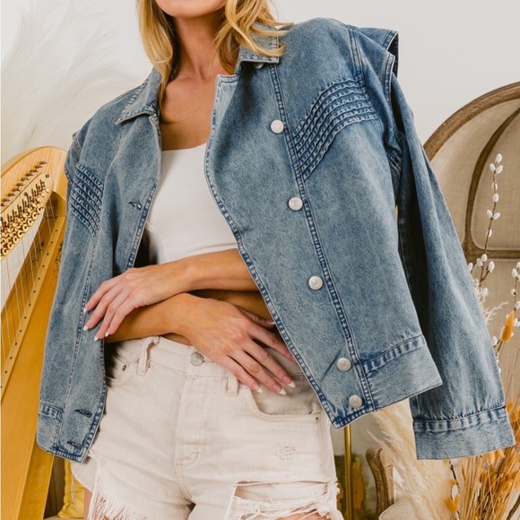 BiBi Button Up Washed Jacket with Pockets